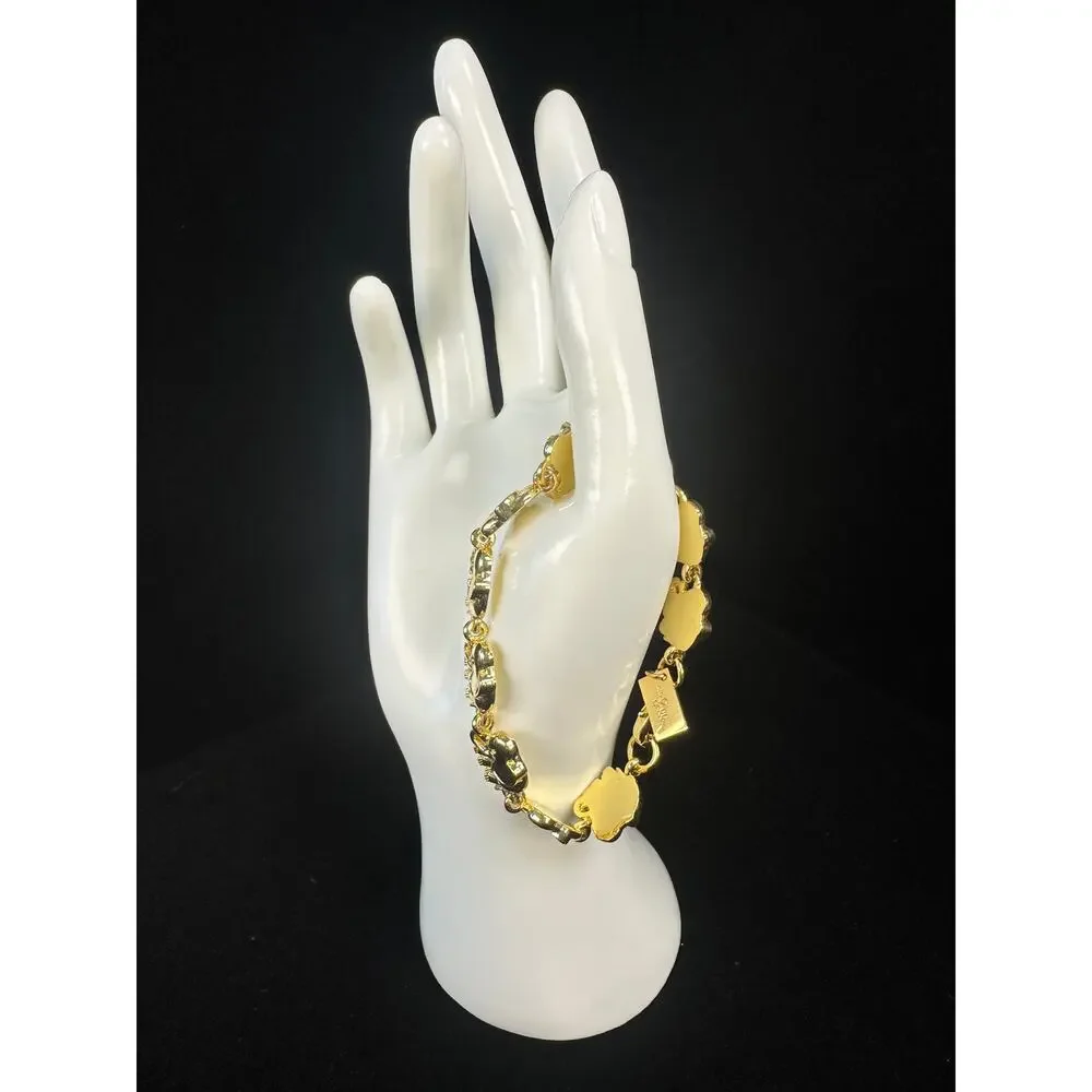 Lilly Pulitzer Gold Tone Elephant Link Bracelet Signed Designer Jewelry